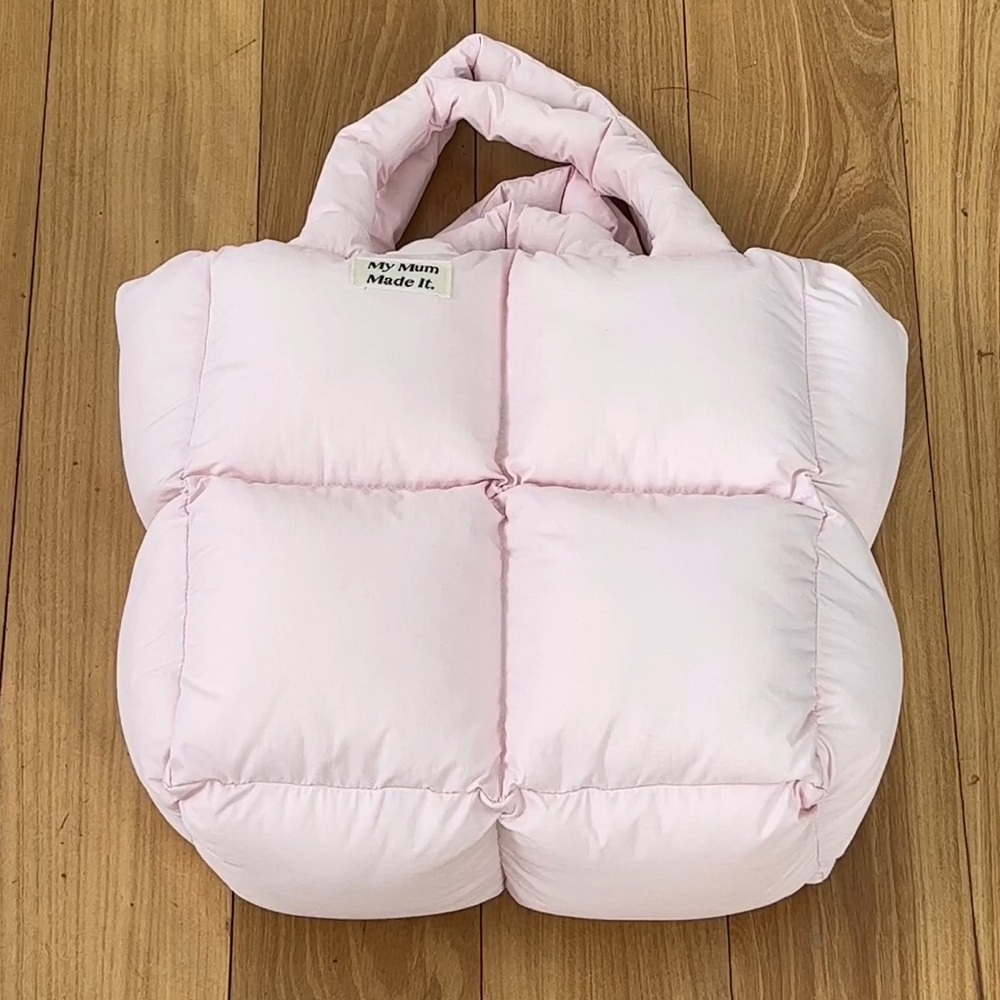 Pink My Mum Made It puffer tote